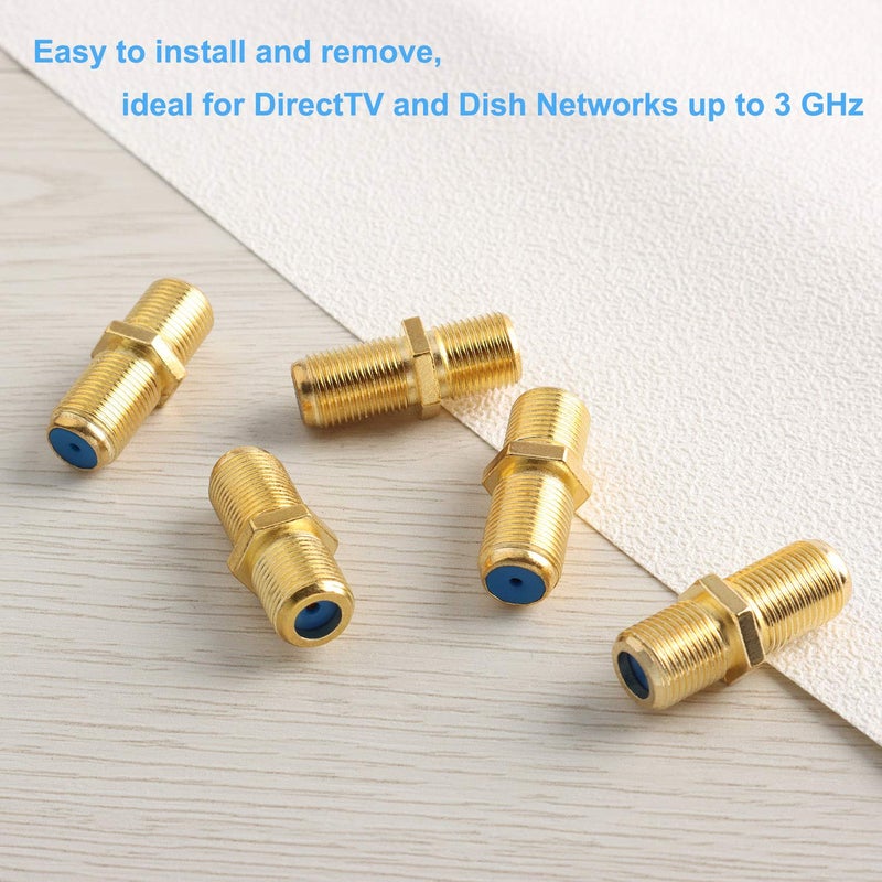Pasow F81 Barrel Connectors High Frequency 3GHz Female to Female F-Type Adapter Couplers (20 pcs, Gold) - Image 5